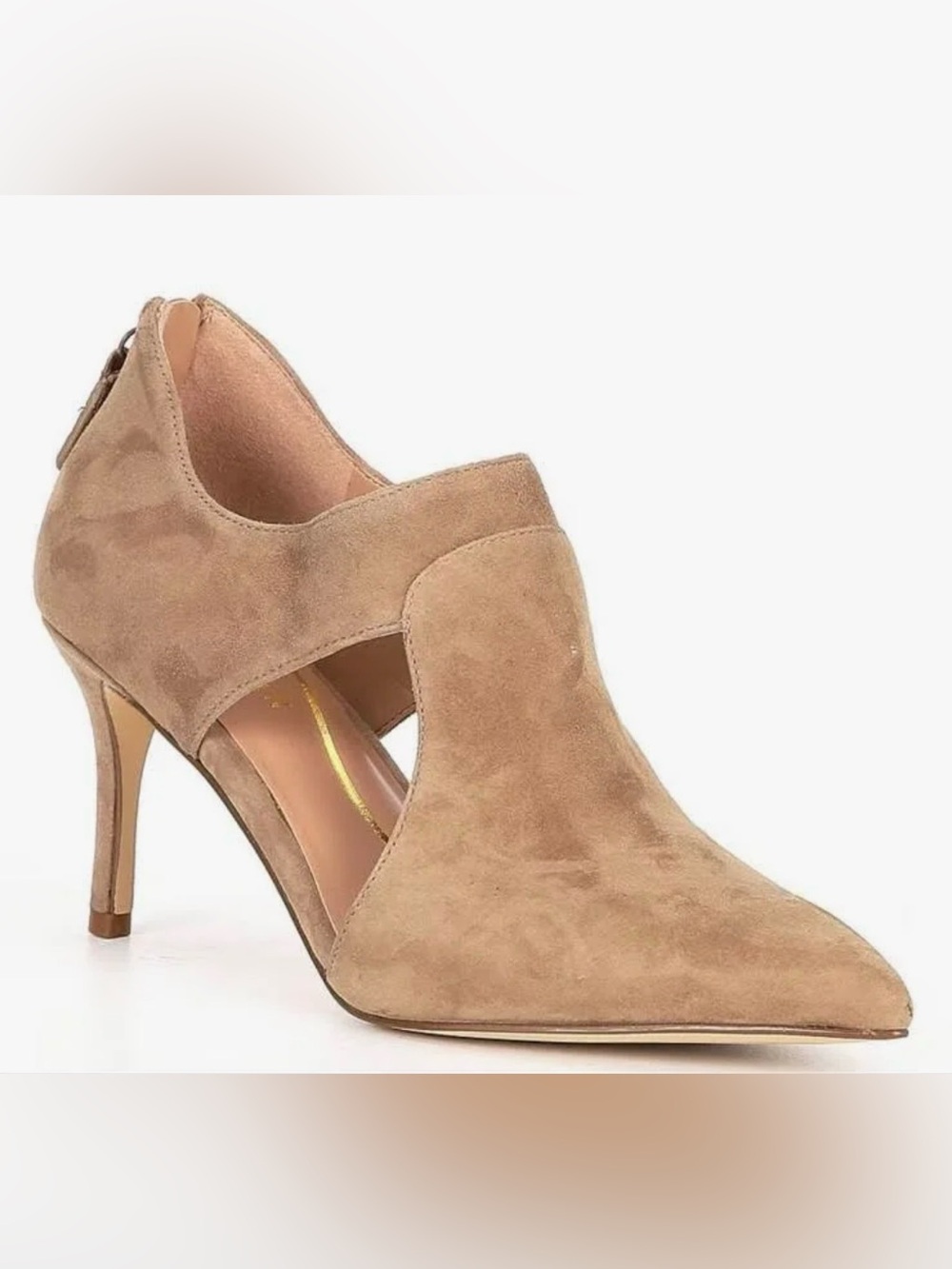 Women’s New!! Cole Haan Taupe Whiskey Suede Cutout Pointed-Toe Stiletto
